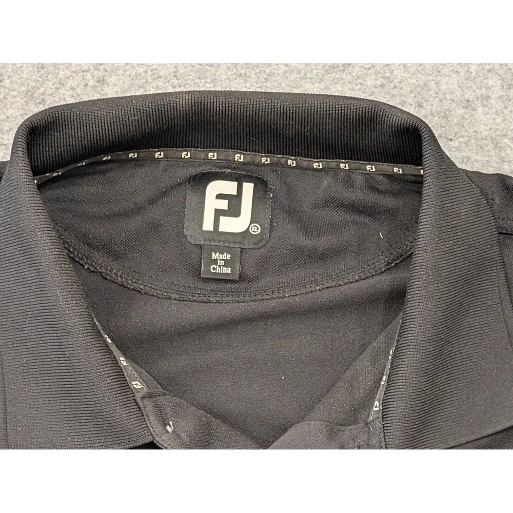 FootJoy Golf Polo Shirt Mens XL Fox Creek Logo Black Performance Athletic - Picture 2 of 7